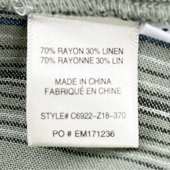 Cloth & Stone Green Striped Button-Back Linen Blend Shirt Dress Size Large - Picture 8 of 8